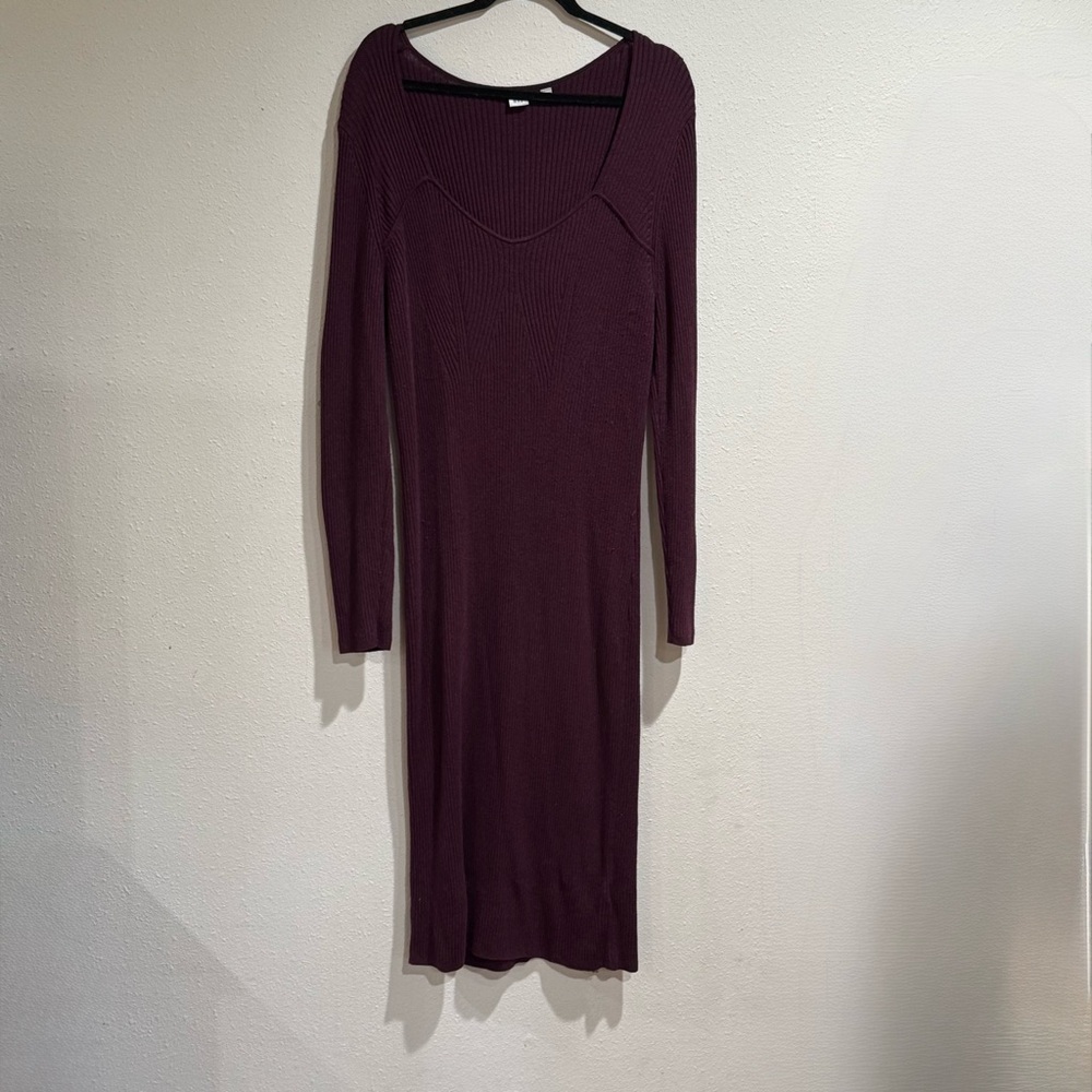 Gap Burgundy Long Sleeve Sweater Knit Dress